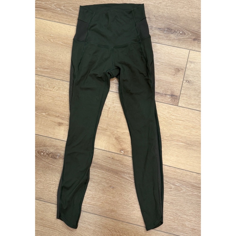 Lululemon High Rise Laser‎ Cut Ventilated Leggings Forest Green Size 4